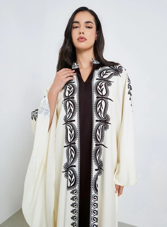 ستايلي عباية بأكمام باتوينغ مطبوعة للنساء